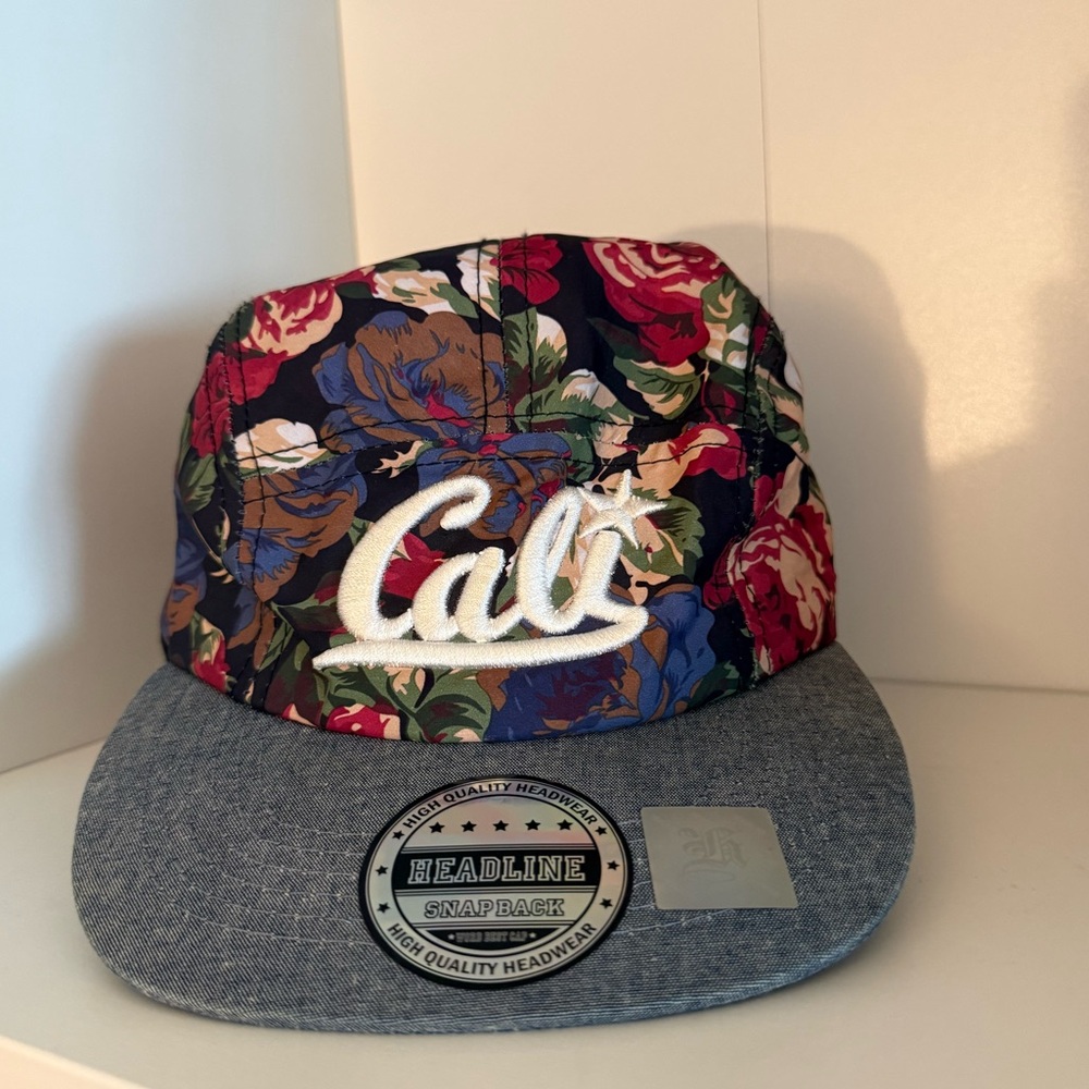 Floral Snapback Hat with Gray Brim
